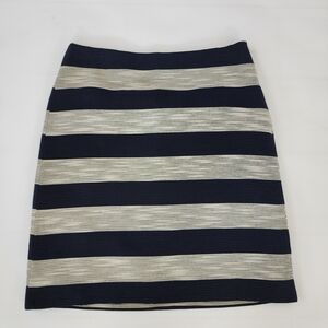 Loft Striped Navy and Cream Women's Skirt